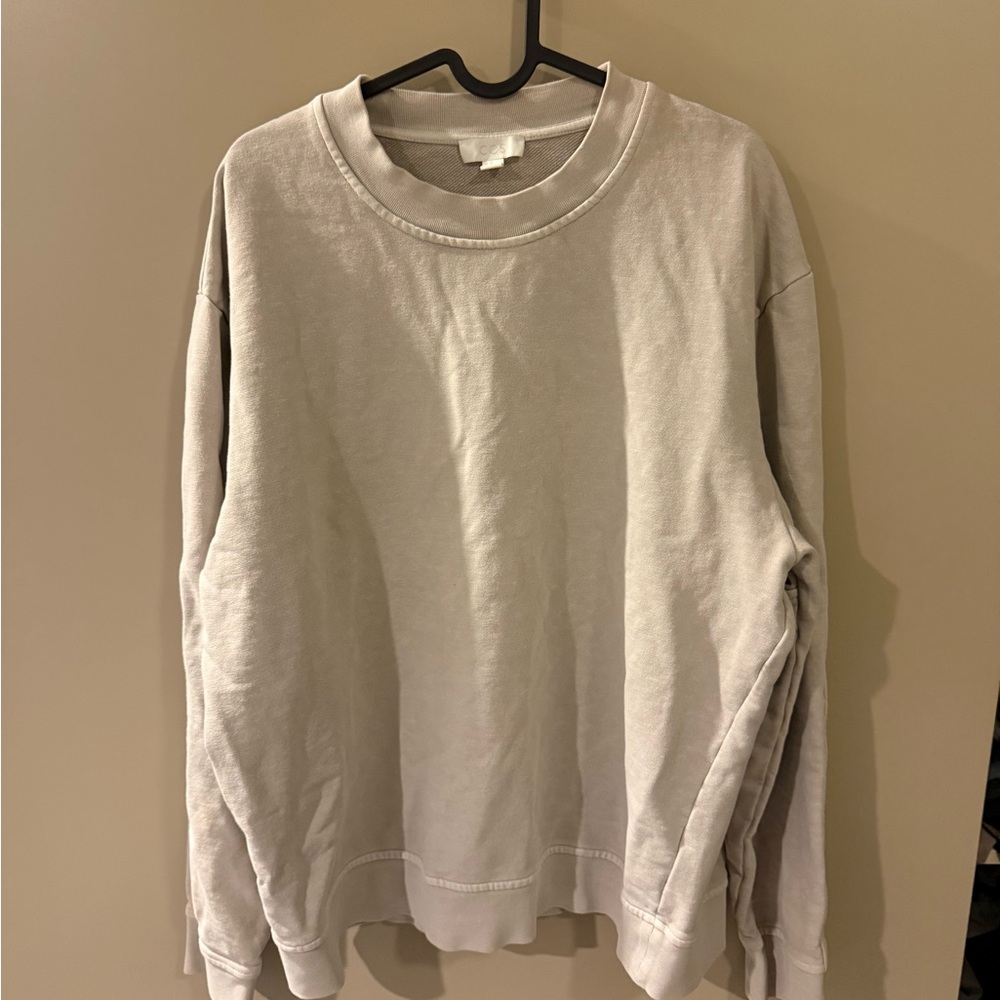 COS Light Gray Crewneck Top